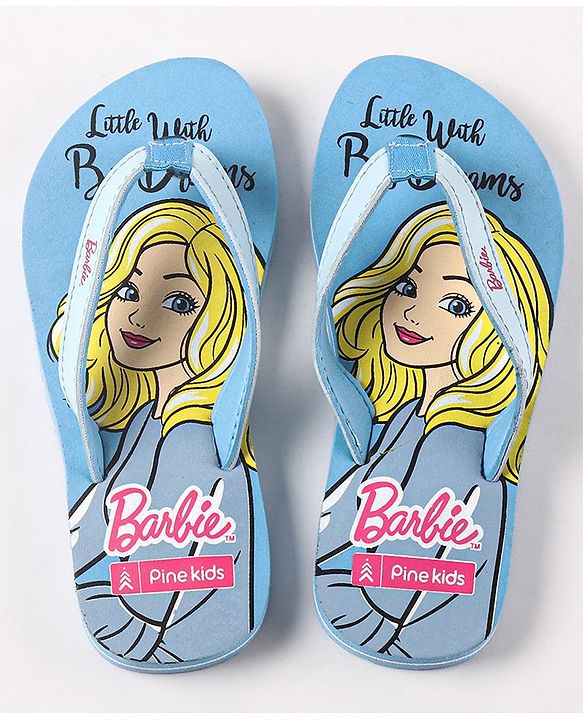 Pine Kids EVA Flip Flops Barbie Print - Blue
