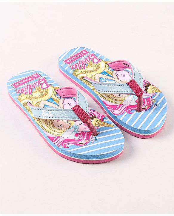 Pine Kids Flip Flops Barbie Print - Sky Blue