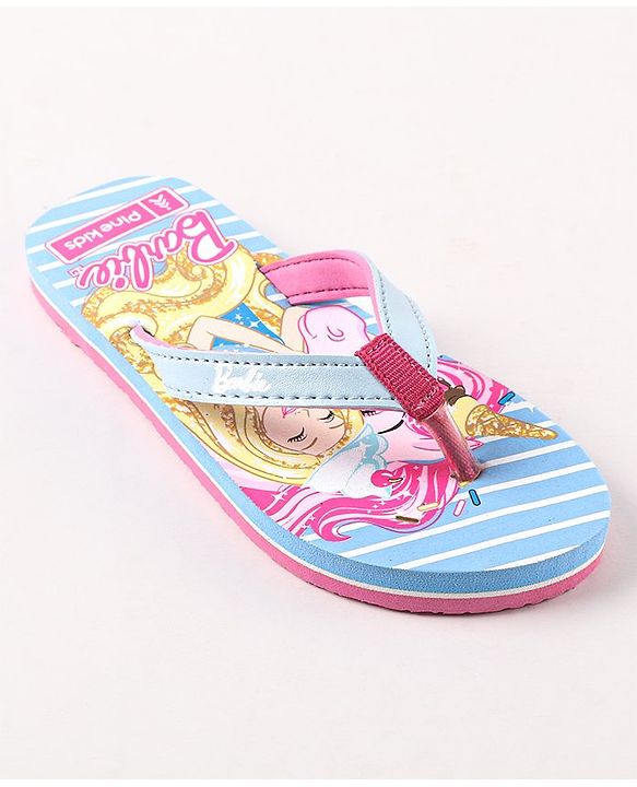 Pine Kids Flip Flops Barbie Print - Sky Blue