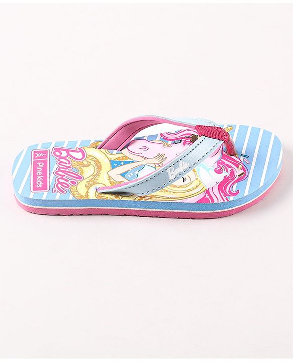 Pine Kids Flip Flops Barbie Print - Sky Blue