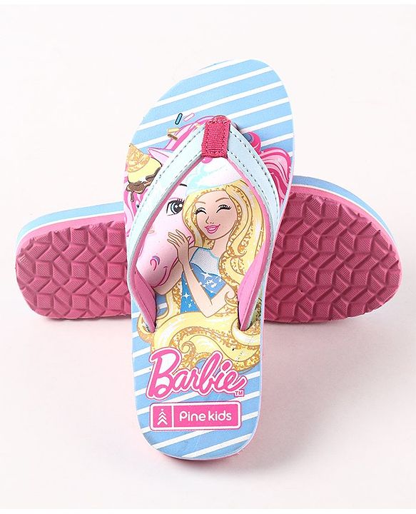 Pine Kids Flip Flops Barbie Print - Sky Blue