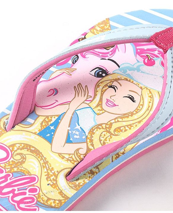 Pine Kids Flip Flops Barbie Print - Sky Blue