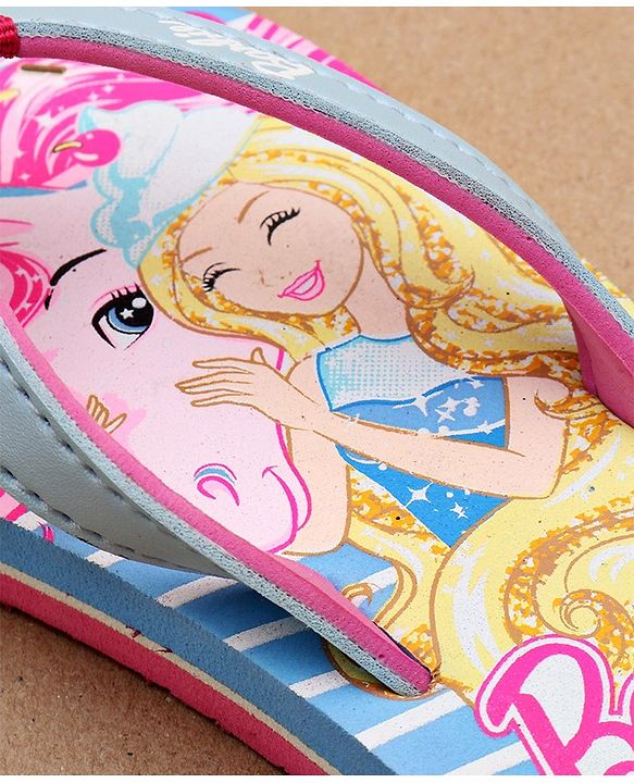 Pine Kids Flip Flops Barbie Print - Sky Blue