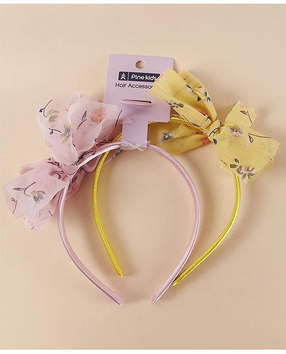 Pine Kids Free Size with Bow Hairband Pack of 2 - Multicolour