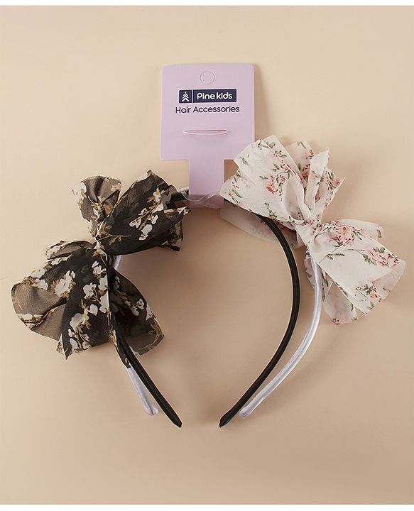 Pine Kids Free Size with Bow Hairband Pack of 2 - Multicolour