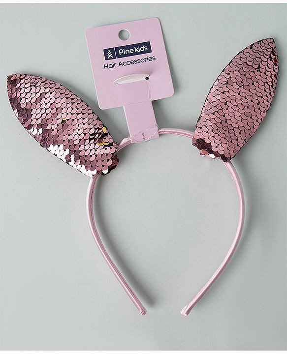Pine Kids Hair Band With Glitter Ears Applique - Pink