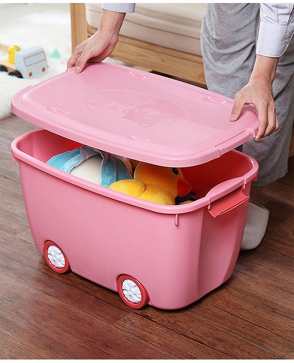 Babyhug Compact Multipurpose Storage Box with Wheels - Pink
