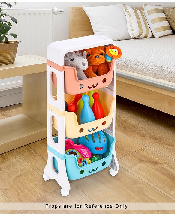Babyhug 3 Layer Multipurpose Storage Rack - Sky Blue Yellow Red