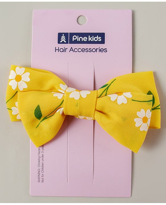 Pine Kids Bow Hair Clip Floral Print - Yellow