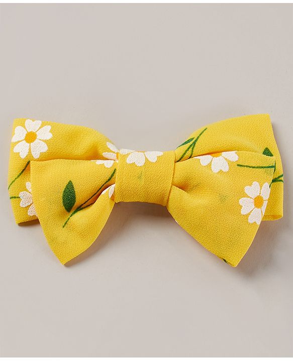 Pine Kids Bow Hair Clip Floral Print - Yellow
