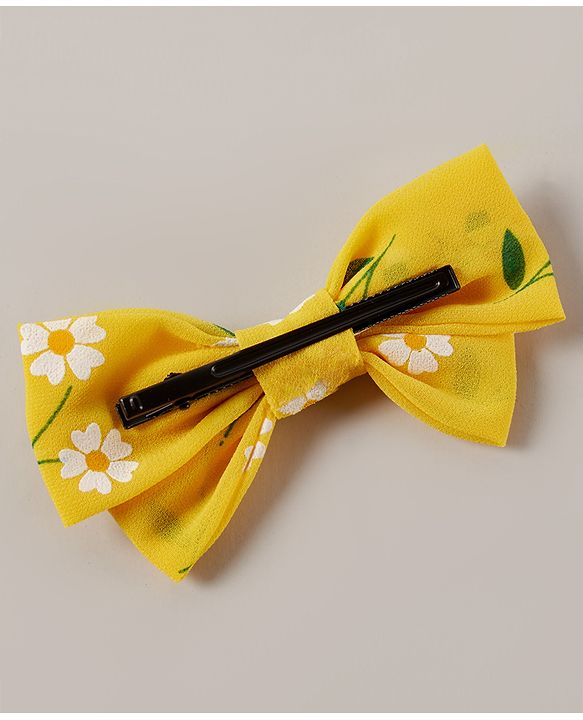 Pine Kids Bow Hair Clip Floral Print - Yellow