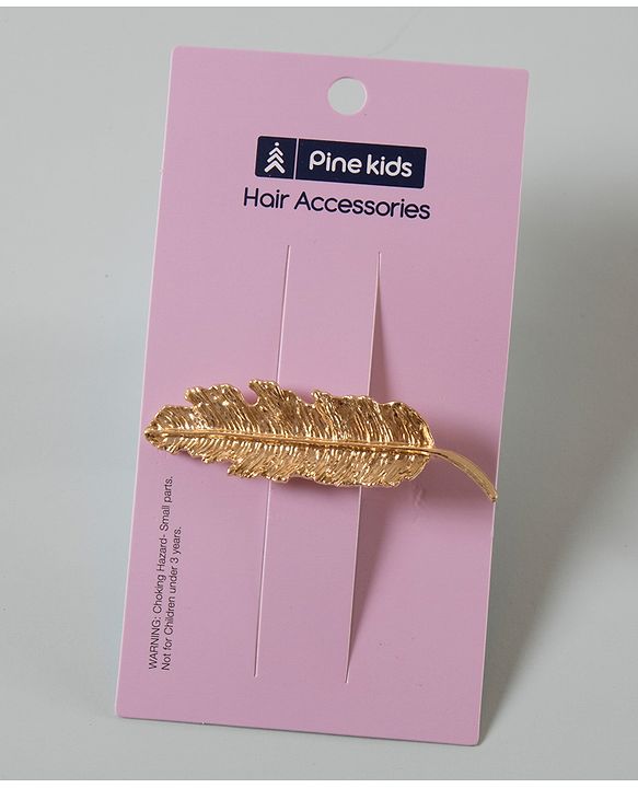 Pine Kids Leaf Shaped Hair Pin Free Size - Gold