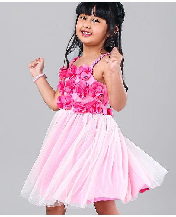 Babyhug Singlet Frock Floral Corsage - Pink