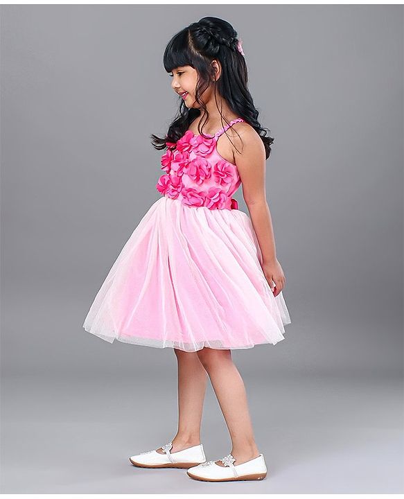 Babyhug Singlet Frock Floral Corsage - Pink