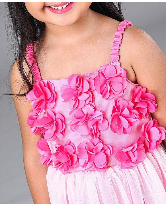 Babyhug Singlet Frock Floral Corsage - Pink