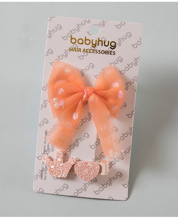 Babyhug Bow Hair Clip Set of 2 Pieces - Orange