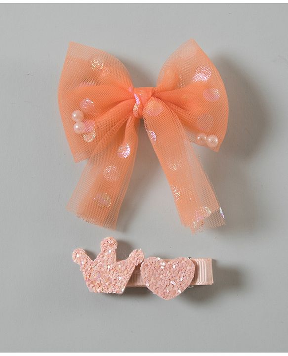 Babyhug Bow Hair Clip Set of 2 Pieces - Orange