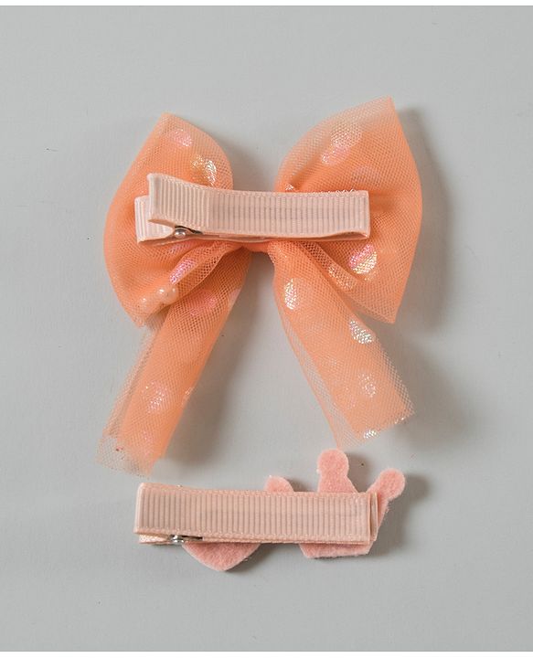 Babyhug Bow Hair Clip Set of 2 Pieces - Orange
