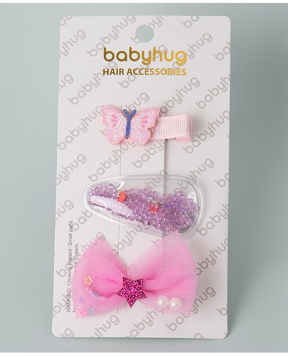 Babyhug Hair Clips Pack of 3 - Multicolour