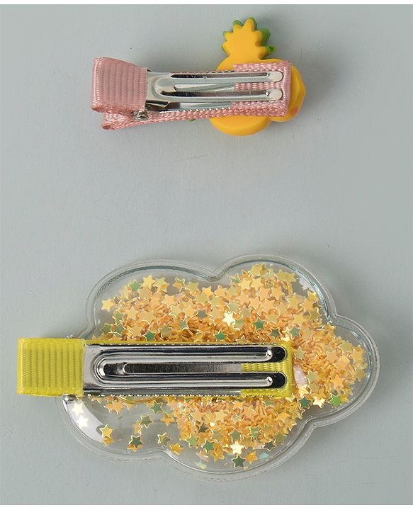 Babyhug Cloud & Pineapple Hair Clips Pack of 2 - Yellow