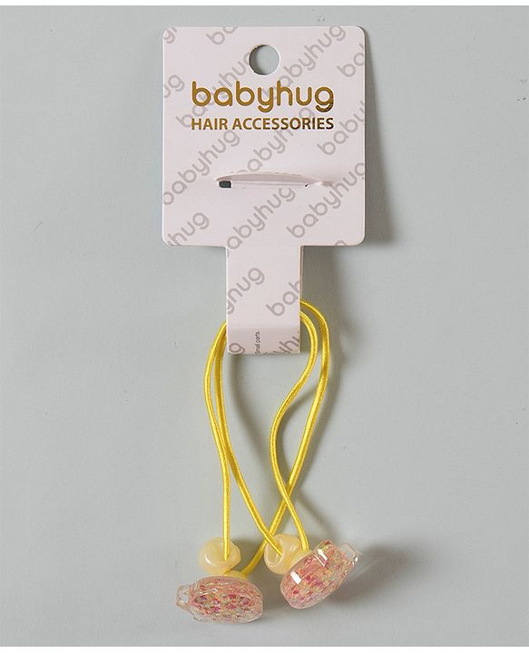 Babyhug Free Size Animal Face Rubber Bands Pack of 2 - Yellow