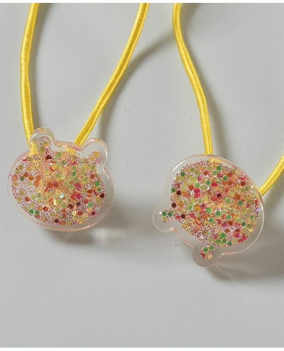 Babyhug Free Size Animal Face Rubber Bands Pack of 2 - Yellow