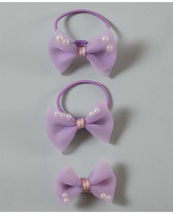 Babyhug Bow Shaped Rubber Bands Pack of 3 - Purple