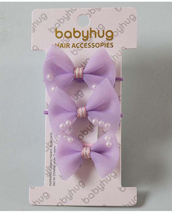 Babyhug Bow Shaped Rubber Bands Pack of 3 - Purple