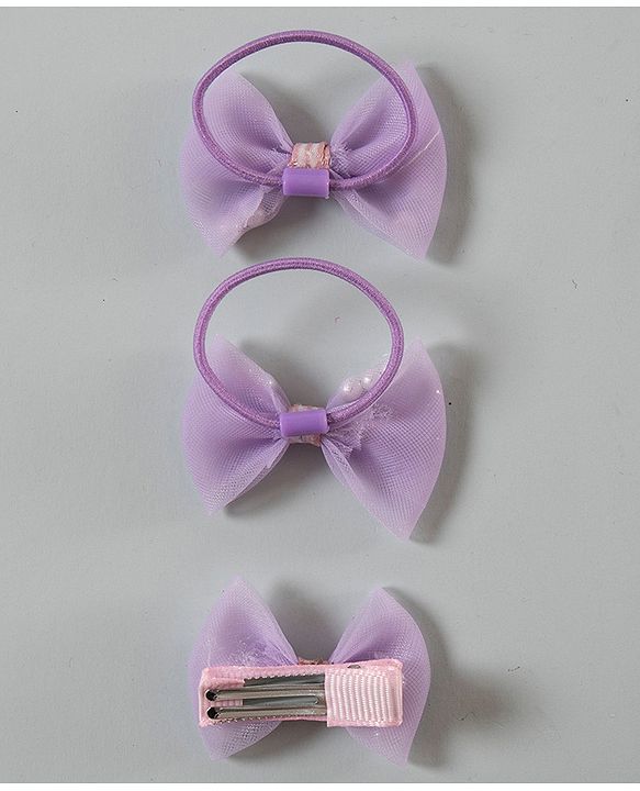 Babyhug Bow Shaped Rubber Bands Pack of 3 - Purple