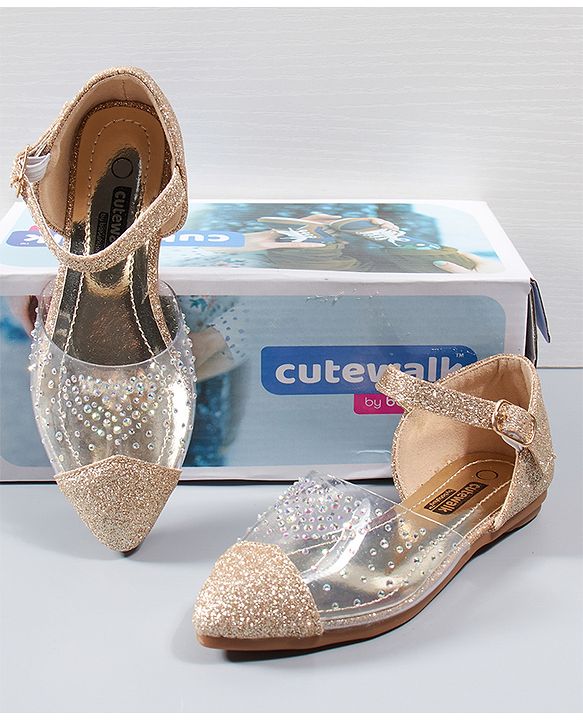 Cute Walk By Babyhug Party Wear Sandals - Golden