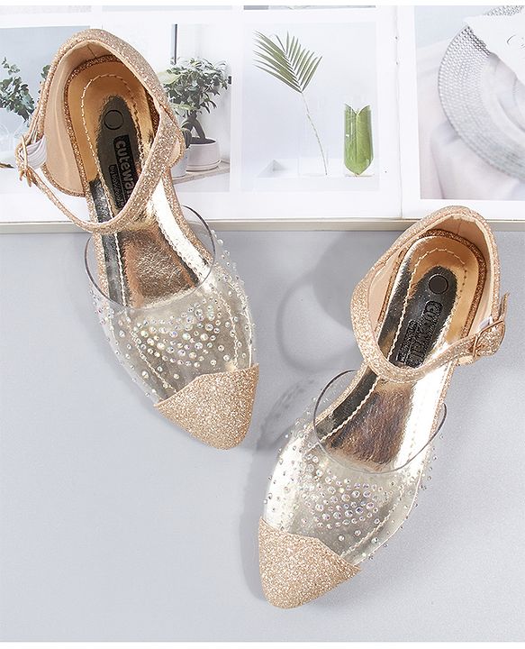 Cute Walk By Babyhug Party Wear Sandals - Golden