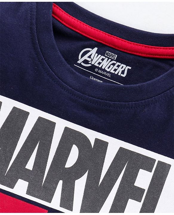 Pine Kids Half Sleeves Bio Washed T-Shirt & Pajama Set Marvel Graphic - Blue & Red