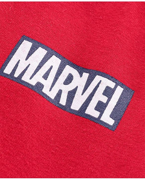 Pine Kids Half Sleeves Bio Washed T-Shirt & Pajama Set Marvel Graphic - Blue & Red