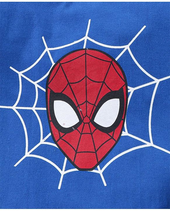 Pine Kids Half Sleeves Bio Washed T-Shirt & Pajama Set Spiderman Print - Blue