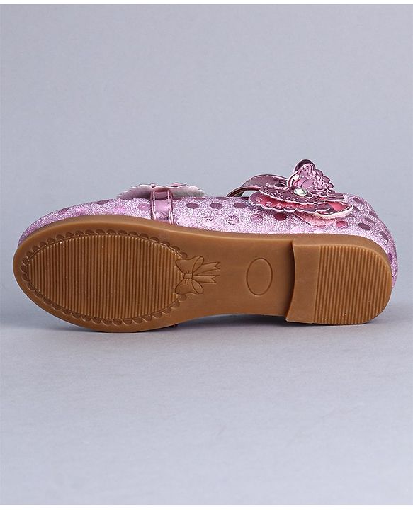Cute Walk by Babyhug Party Wear Belly Shoes Butterfly Applique - Pink