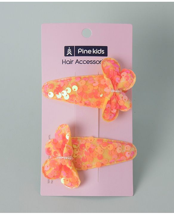 Pine Kids Sequins Snap Clips Free Size Pack of 2 - Orange