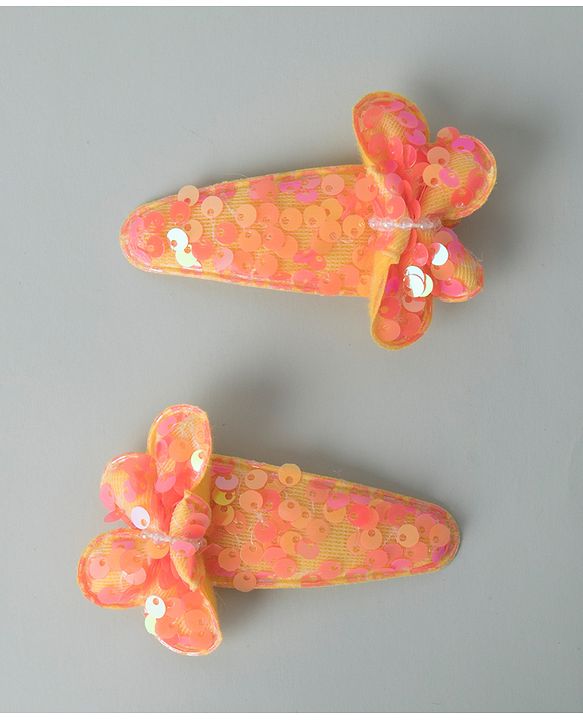 Pine Kids Sequins Snap Clips Free Size Pack of 2 - Orange