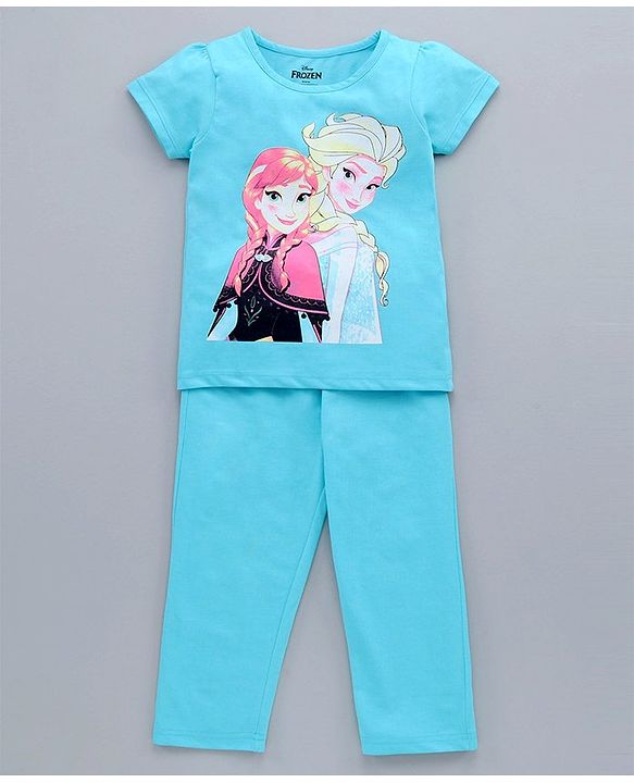 Pine Kids 100% cotton Biowashed Half Sleeves Night Suit - Blue