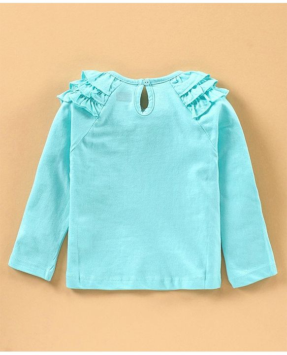 Babyhug Full Sleeves Top Doll Print - Light Blue