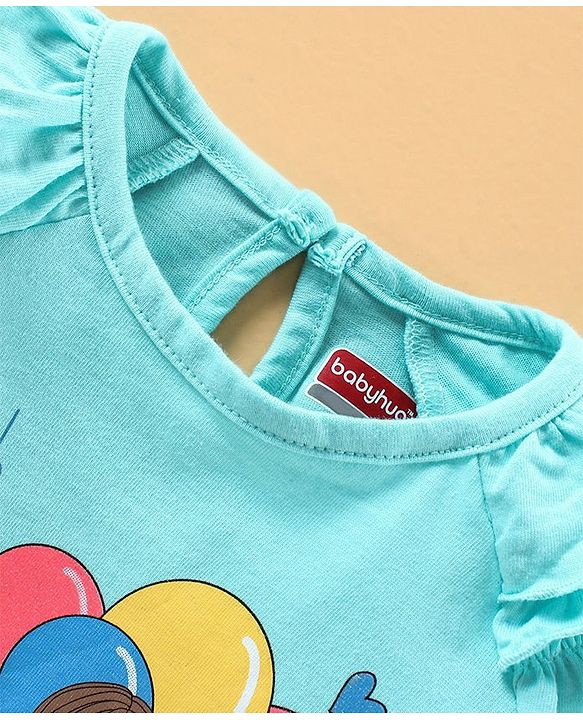 Babyhug Full Sleeves Top Doll Print - Light Blue