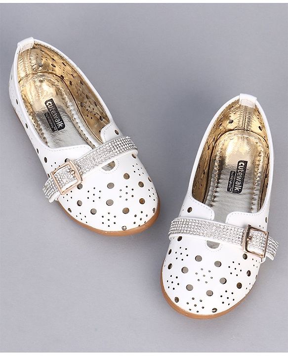 Cute Walk by Babyhug Party Wear Belly Shoes - White