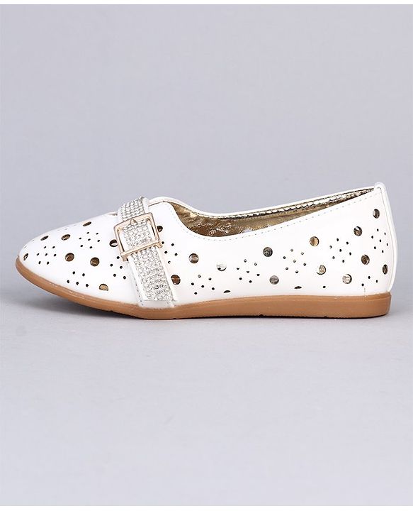 Cute Walk by Babyhug Party Wear Belly Shoes - White