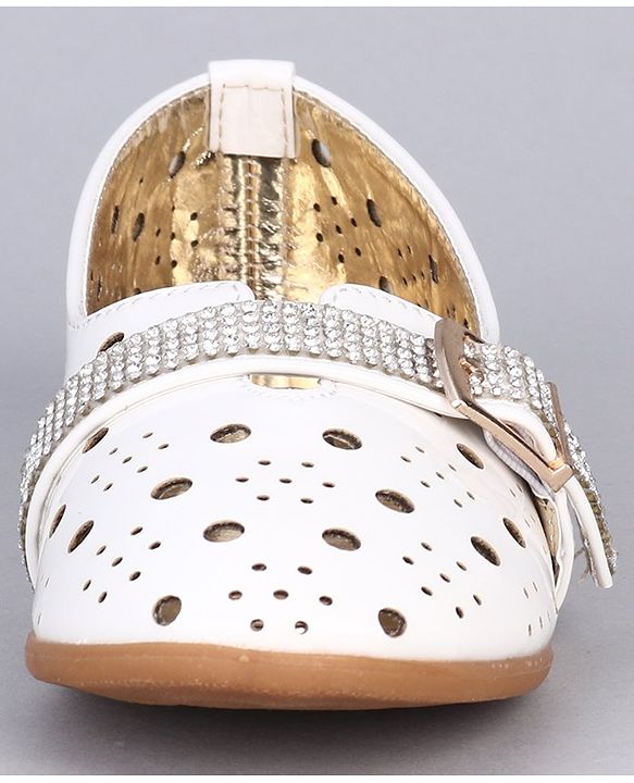 Cute Walk by Babyhug Party Wear Belly Shoes - White