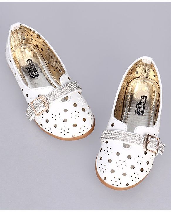 Cute Walk by Babyhug Party Wear Belly Shoes - White