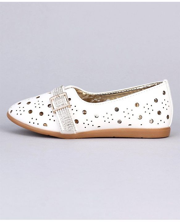 Cute Walk by Babyhug Party Wear Belly Shoes - White