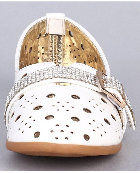 Cute Walk by Babyhug Party Wear Belly Shoes - White