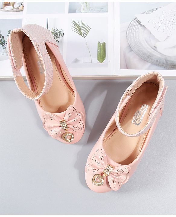 Cute Walk by Babyhug Party Wear Belly Shoes Bow Appliques - Pink