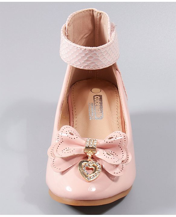 Cute Walk by Babyhug Party Wear Belly Shoes Bow Appliques - Pink