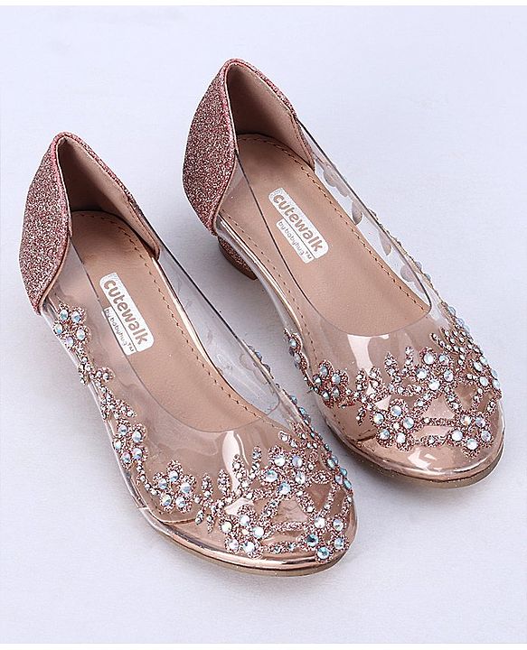 Cute Walk by Babyhug Party Wear Belly Shoes Studded Detailing - Pink