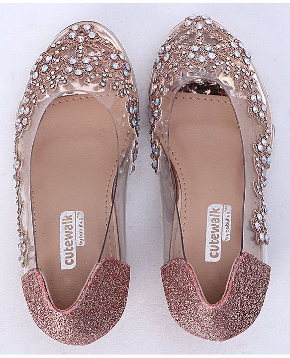 Cute Walk by Babyhug Party Wear Belly Shoes Studded Detailing - Pink